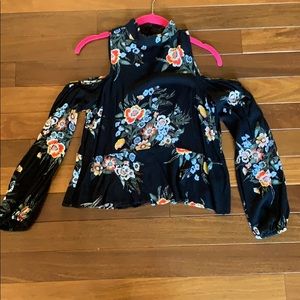 Floral cold shoulder top